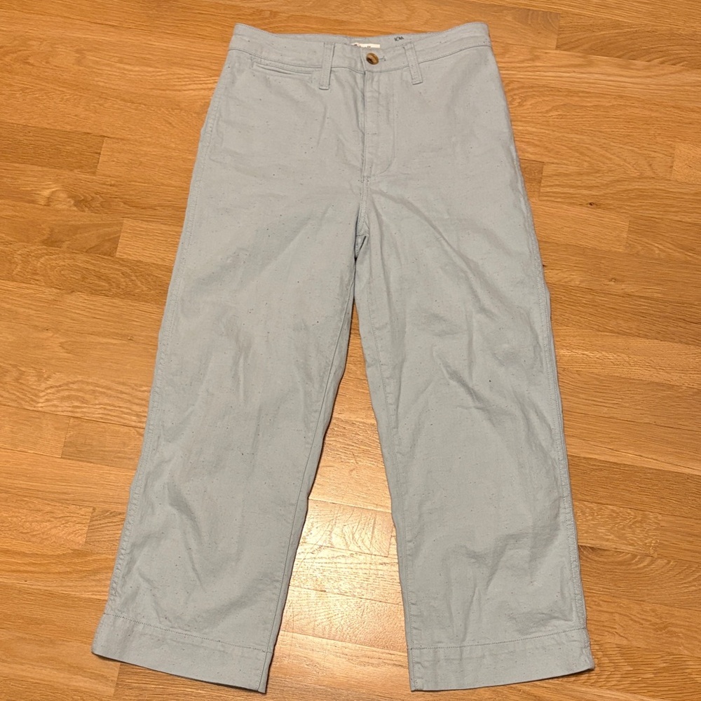 Madewell Women's 26 X 25 Blue Speckle Slim Fit Emmett Wide Leg Crop Pants L8431